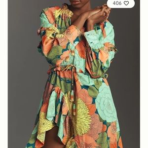 Anthropologie x Farm Rio Long-Sleeve Floral Midi Dress